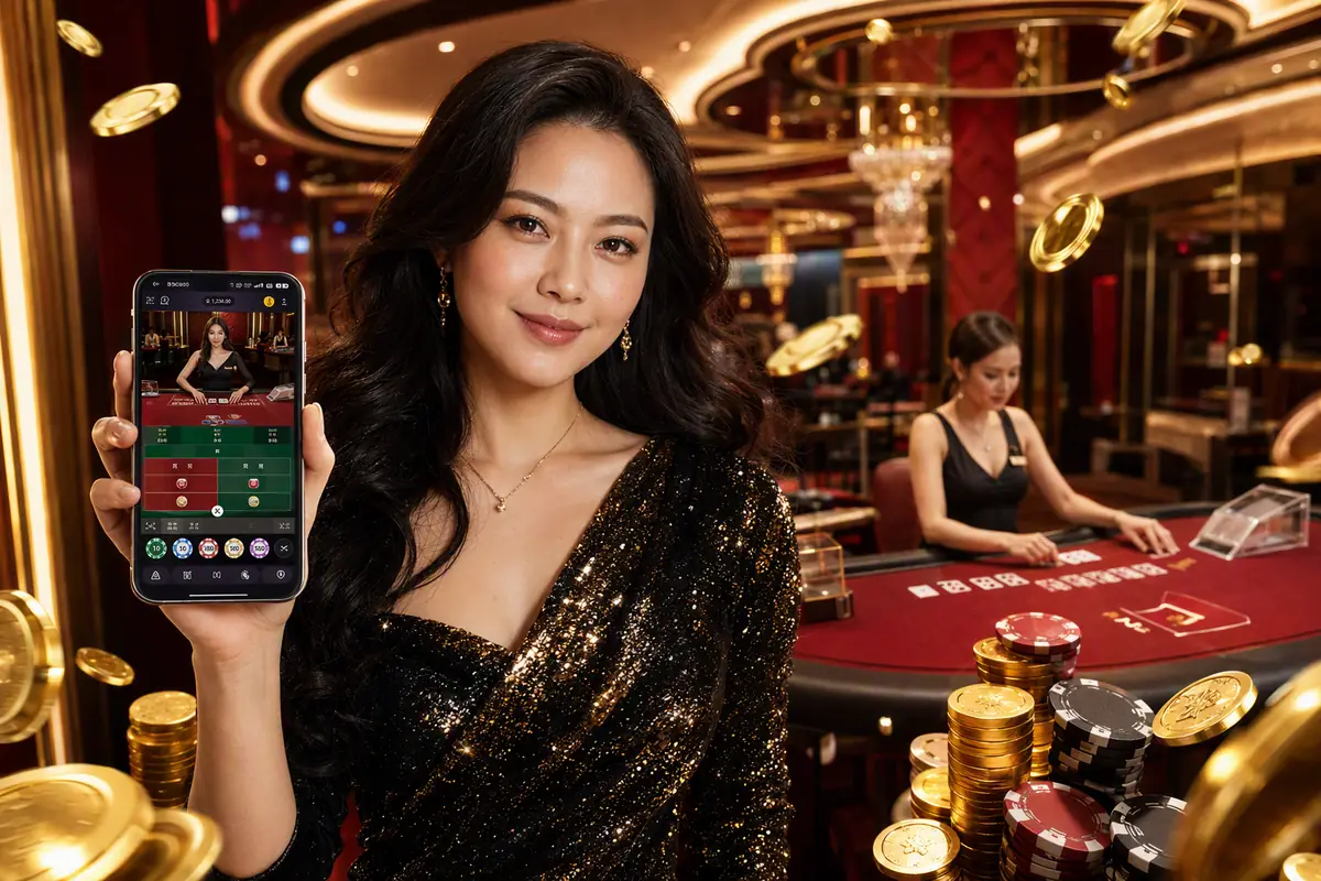 syabass99 Casino — dealer cantik profesional memimpin meja baccarat langsung
